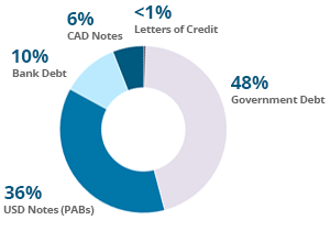 North America debt pie chart