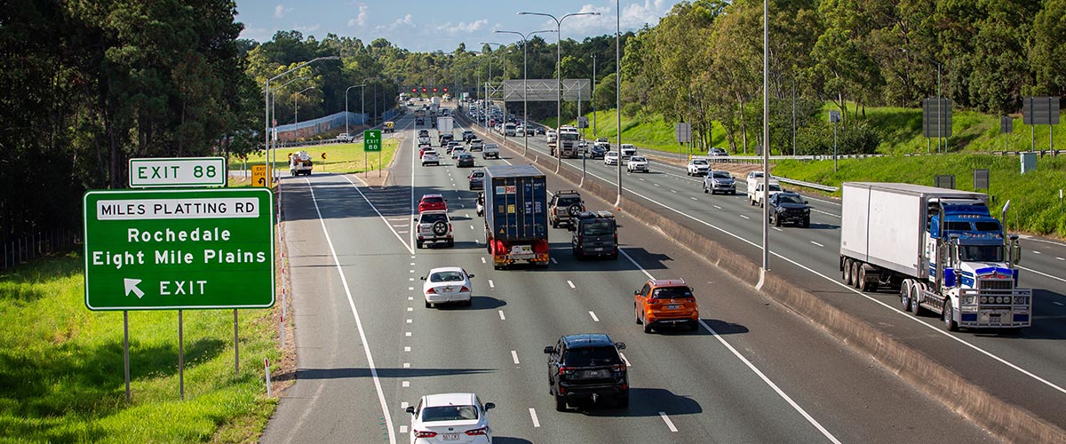 Cars travel on a road in Queensland