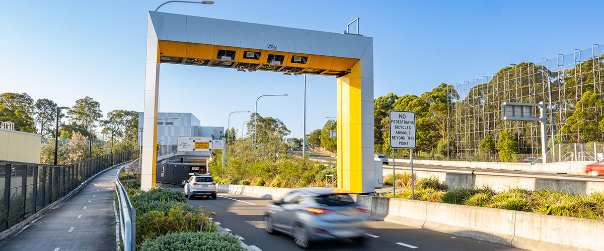 A gantry on a toll road in NSW.