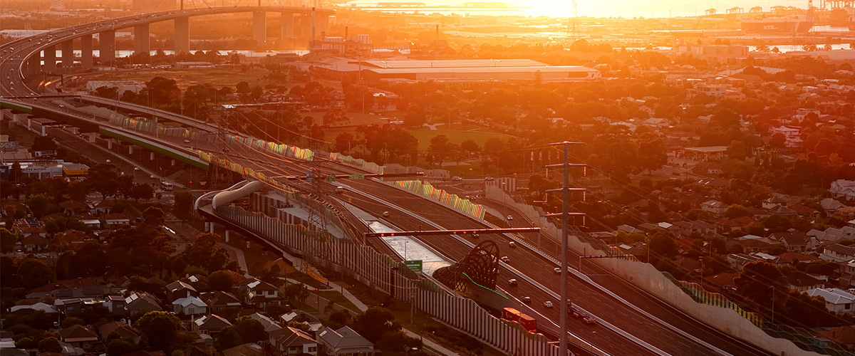 Aerial image of the West Gate Tunnel.