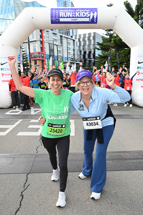Transurban CEO Michelle Jablko and Herald and Weekly Times chair Penny Fowler at Run for the Kids 2026