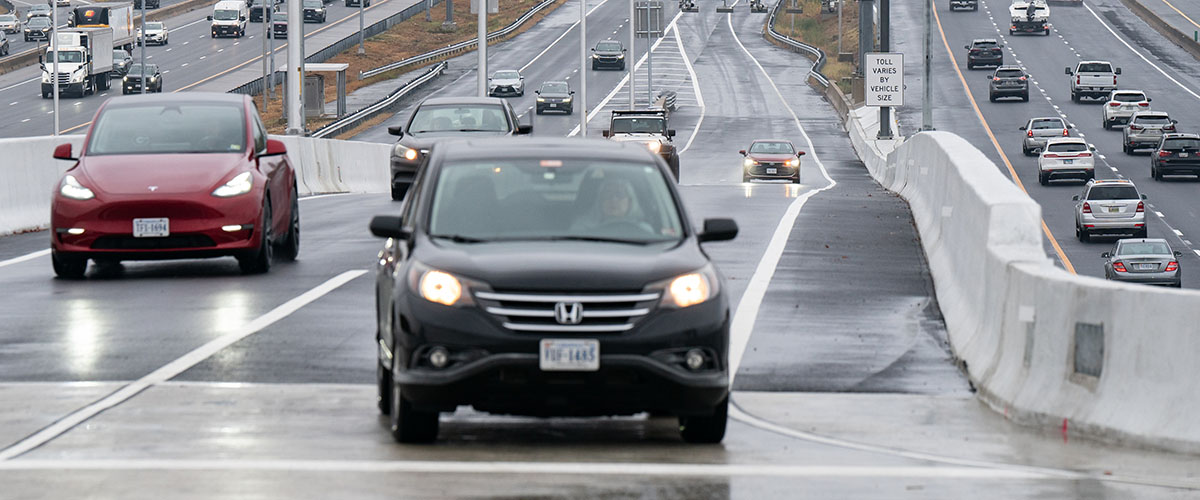 Cars driving on the Opitz Boulevard access ramp