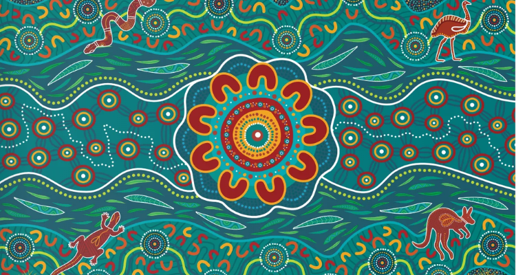 Connected Journeys, an artwork by Rhonda Sampson, a proud Kamilaroi woman who lives on Dharawal country in South Western Sydney.